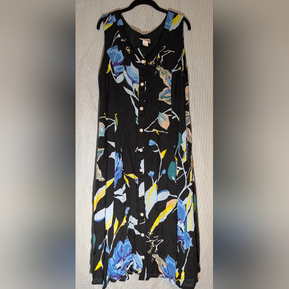 Anthony Richards Floral Maxi Dress - Black, Blue, Yellow